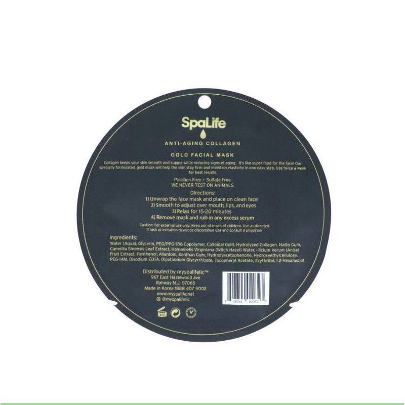 SpaLife Anti-Aging Collagen Face Mask - Gold - 0.81oz