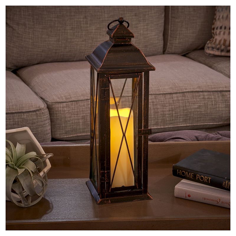 Siena 16" LED Candle Outdoor Lantern - Antique Brown - Smart Living