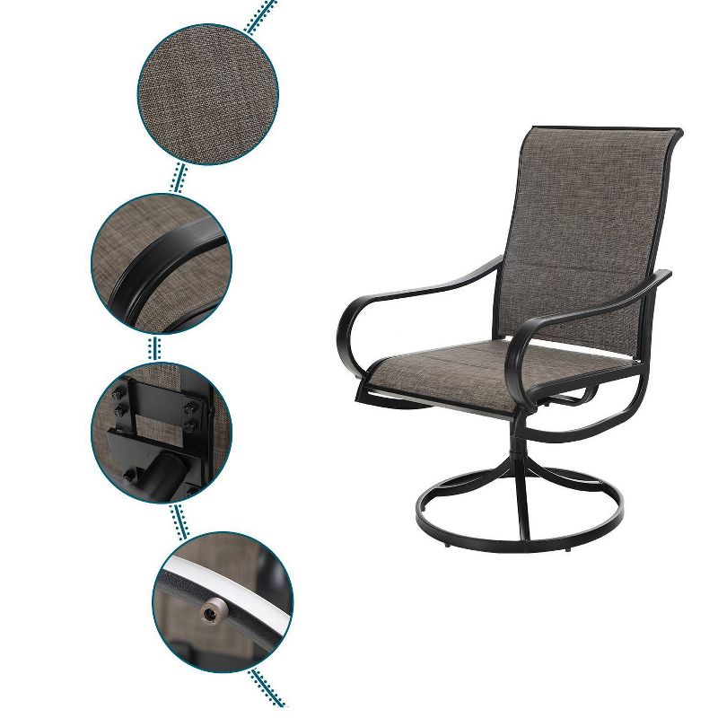 3pc Patio Dining Set with Small Square Table & 360 Swivel Padded Arm Chairs - Captiva Designs