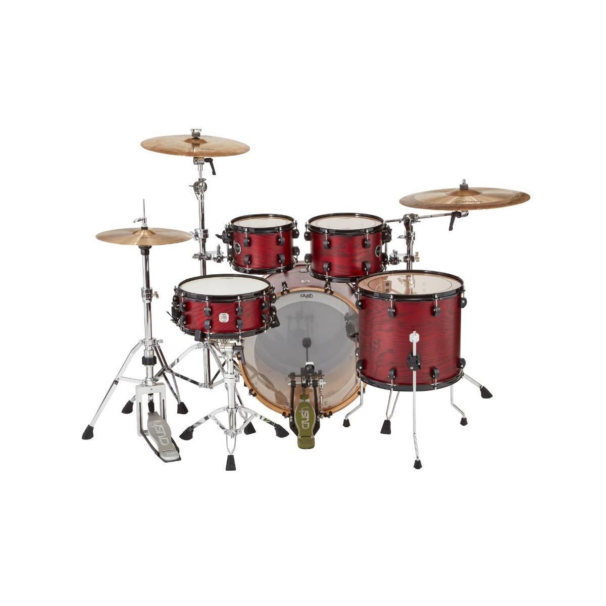 Crush Drums Chameleon Ash 5 Piece Shell Pack, 22x18" Bass Drum, Dark Red
