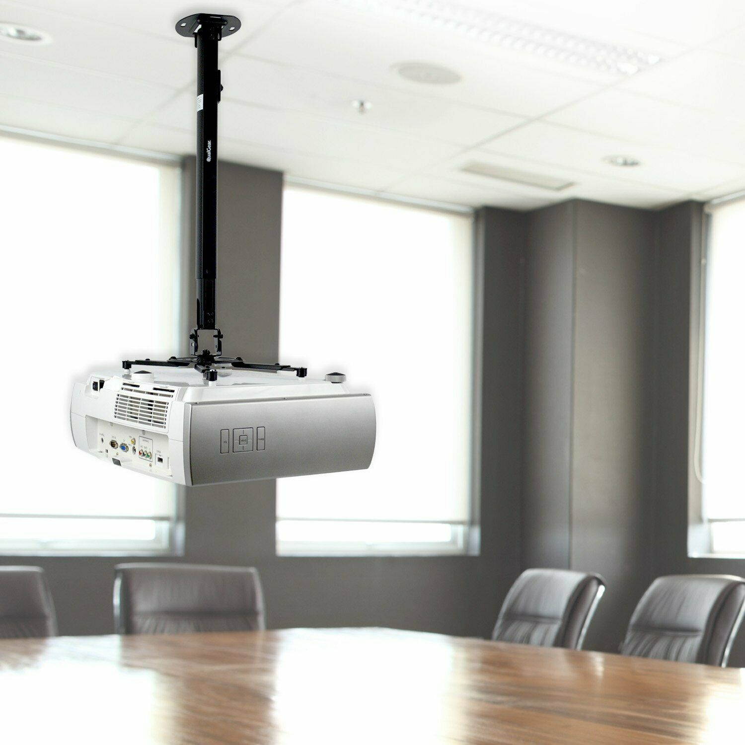 QualGear&reg; QG-PM-002-BLK-L Universal Projector Ceiling Mount, Long, Black