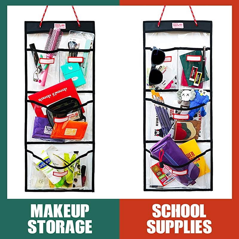 Enough Entryway Door Hanging Organizer School Locker Organizer Mail Holder Wall Mount with Small Pockets Closet Cabinet Organizer Storage for Home Office Gym Key Accessories Mask Sanitizer Clear