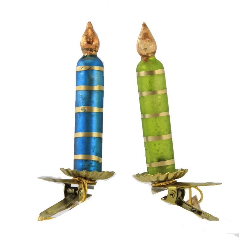 Christmas 3.75" Traditonal Candle Clip Ornament Vintage Mercury  -  Tree Ornaments