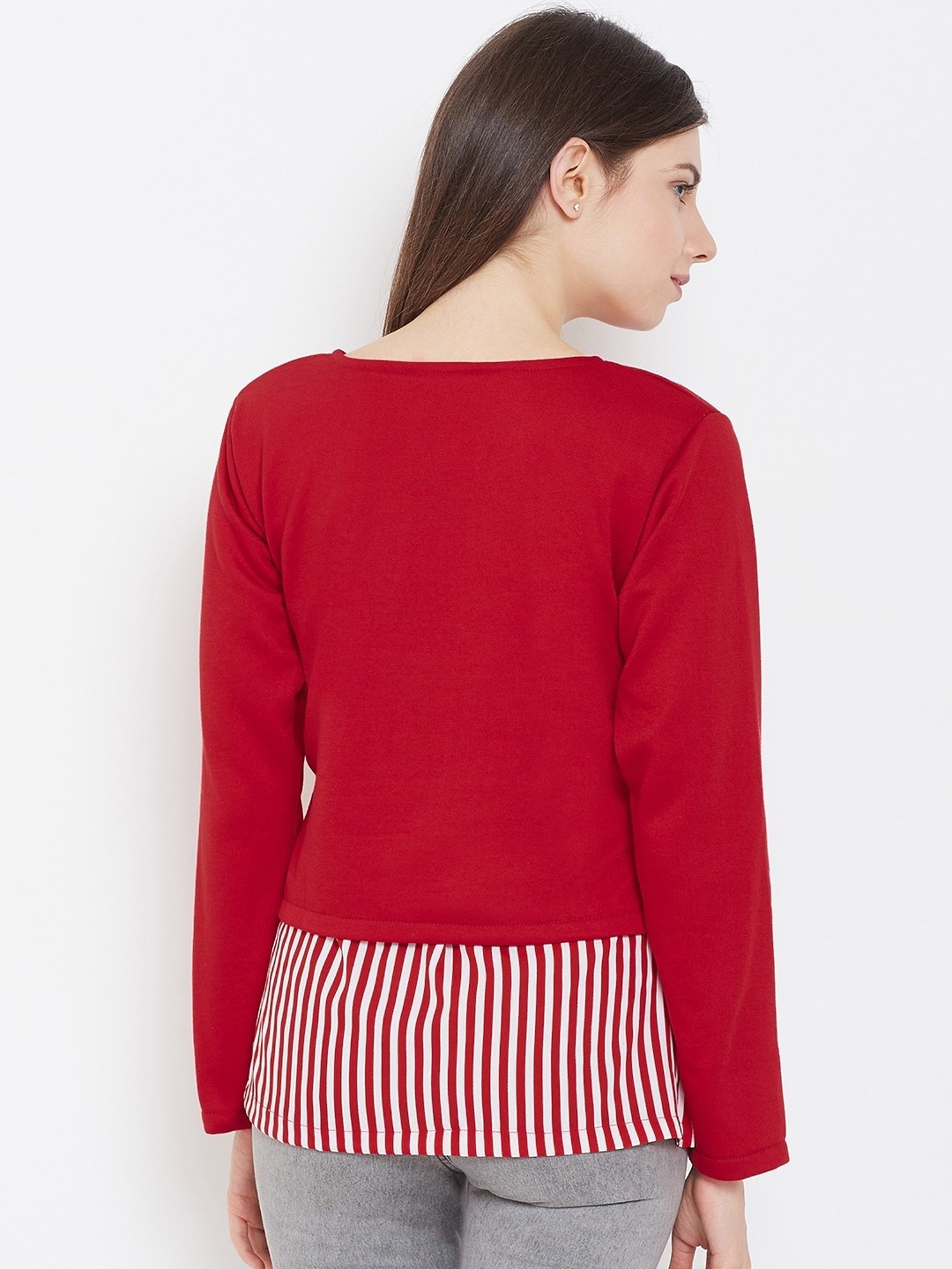 Belle Fille Red Full Sleeves Sweatshirt