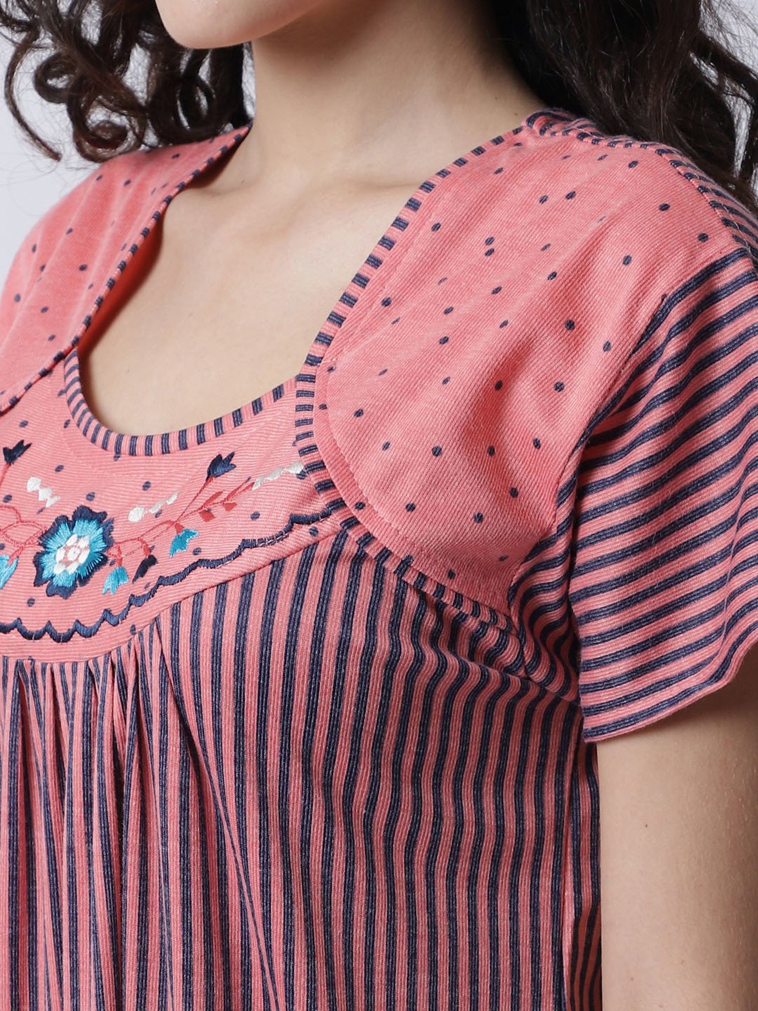 Secret Wish Peach & Blue Stripes Nighty