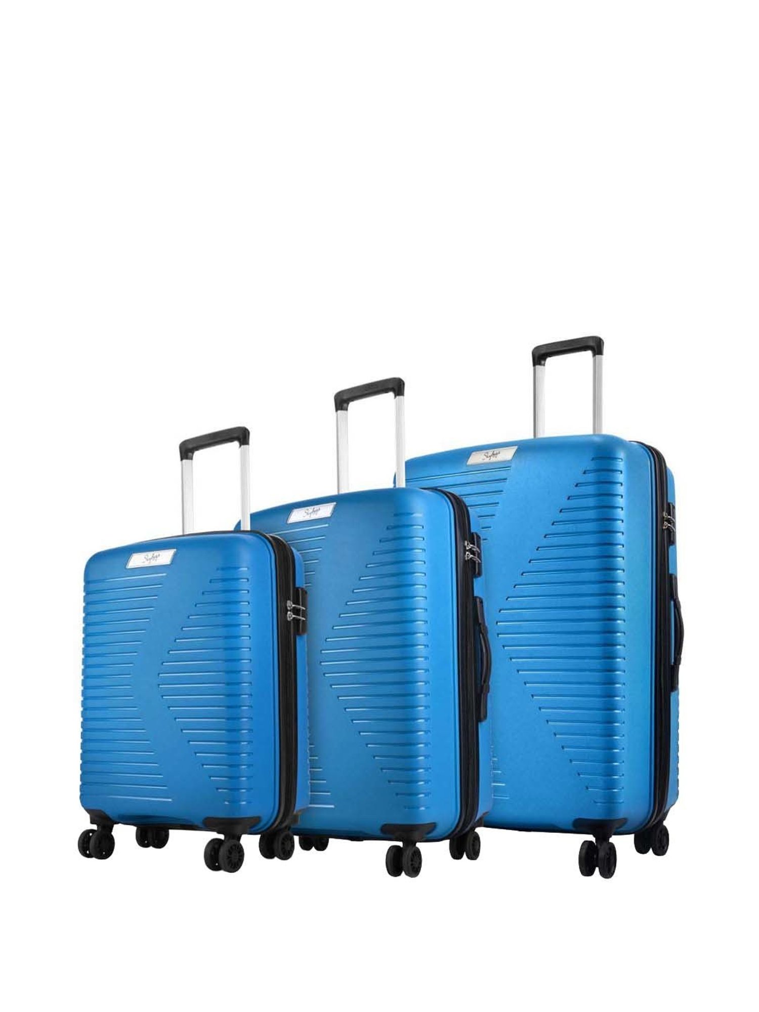 Skybags Beat-pro Blue Textured Trolley Bag Pack of 3 - 55 cms, 66 cms & 76 cms