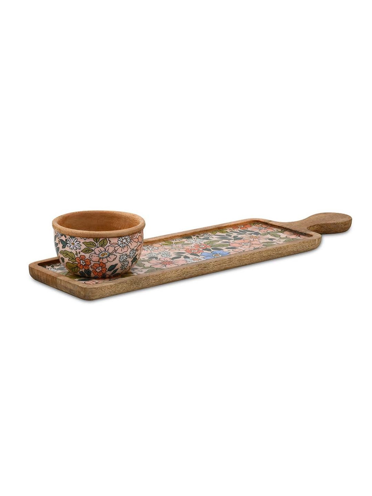 @Home Multicolor Mango Wood Serving Platter & Bowl Set