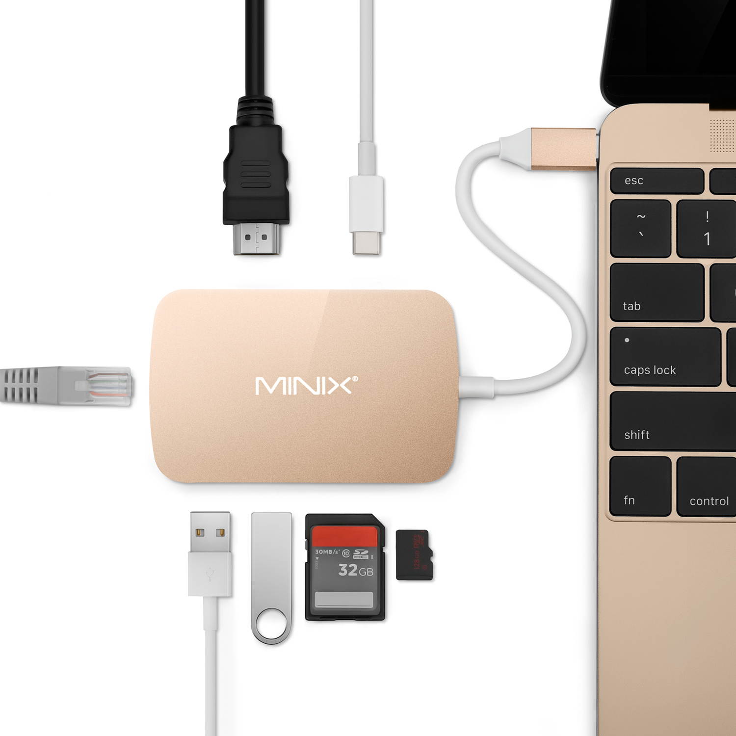 MINIX NEO C-X, USB-C Multiport Adapter with HDMI - Rose Gold[10/100Mbps Ethernet] (Compatible with Apple MacBook and MacBook Pro). Sold Directly by MINIX Technology Limited.