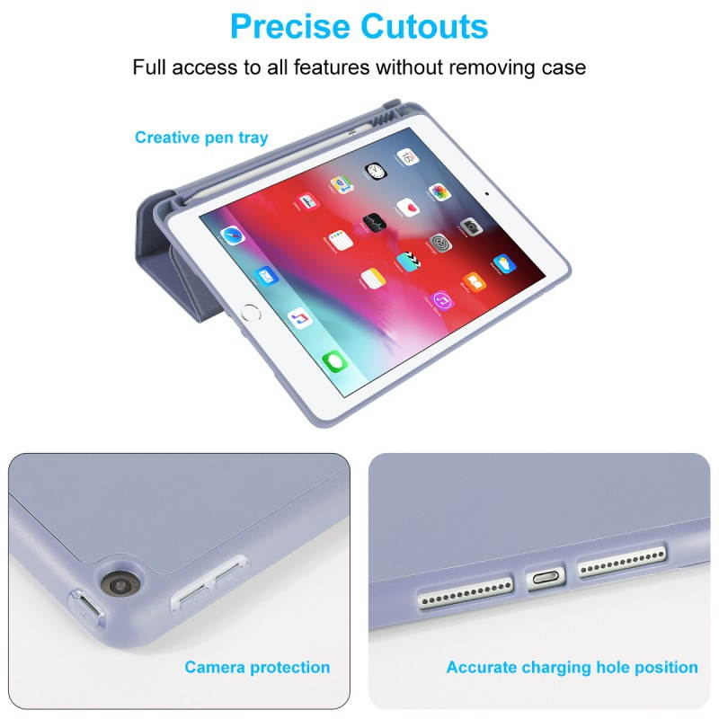 Case Compatible with iPad Mini 7.9" 2019 iPad Mini 5th Gen with Pencil Holder,Protective Case with Ultrathin Trifold PU Leather,Auto Sleep/Wake Cover Compatible for iPad Mini 5th Gen,Grey