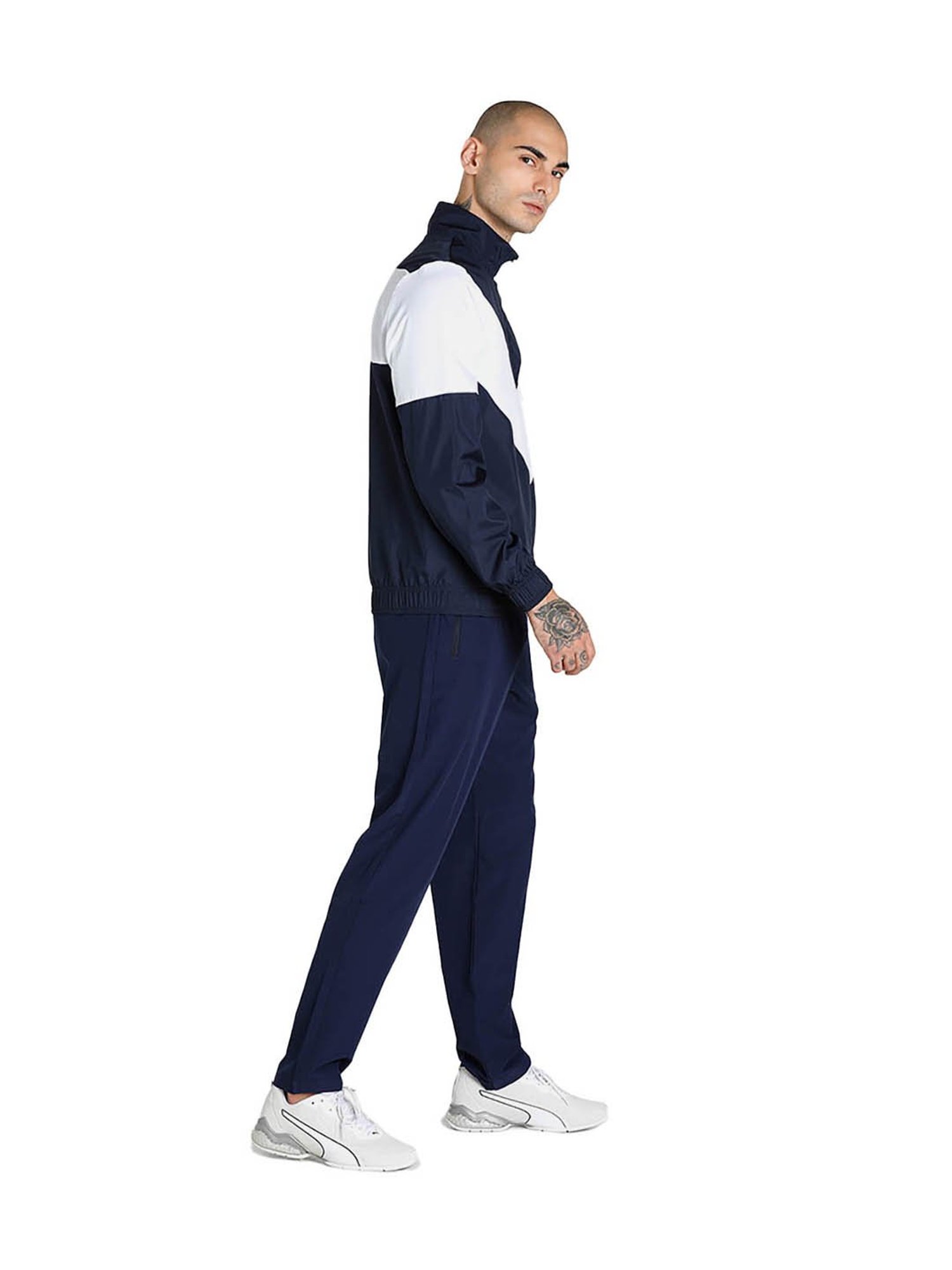 Puma Navy & White Colour-Block Tracksuit