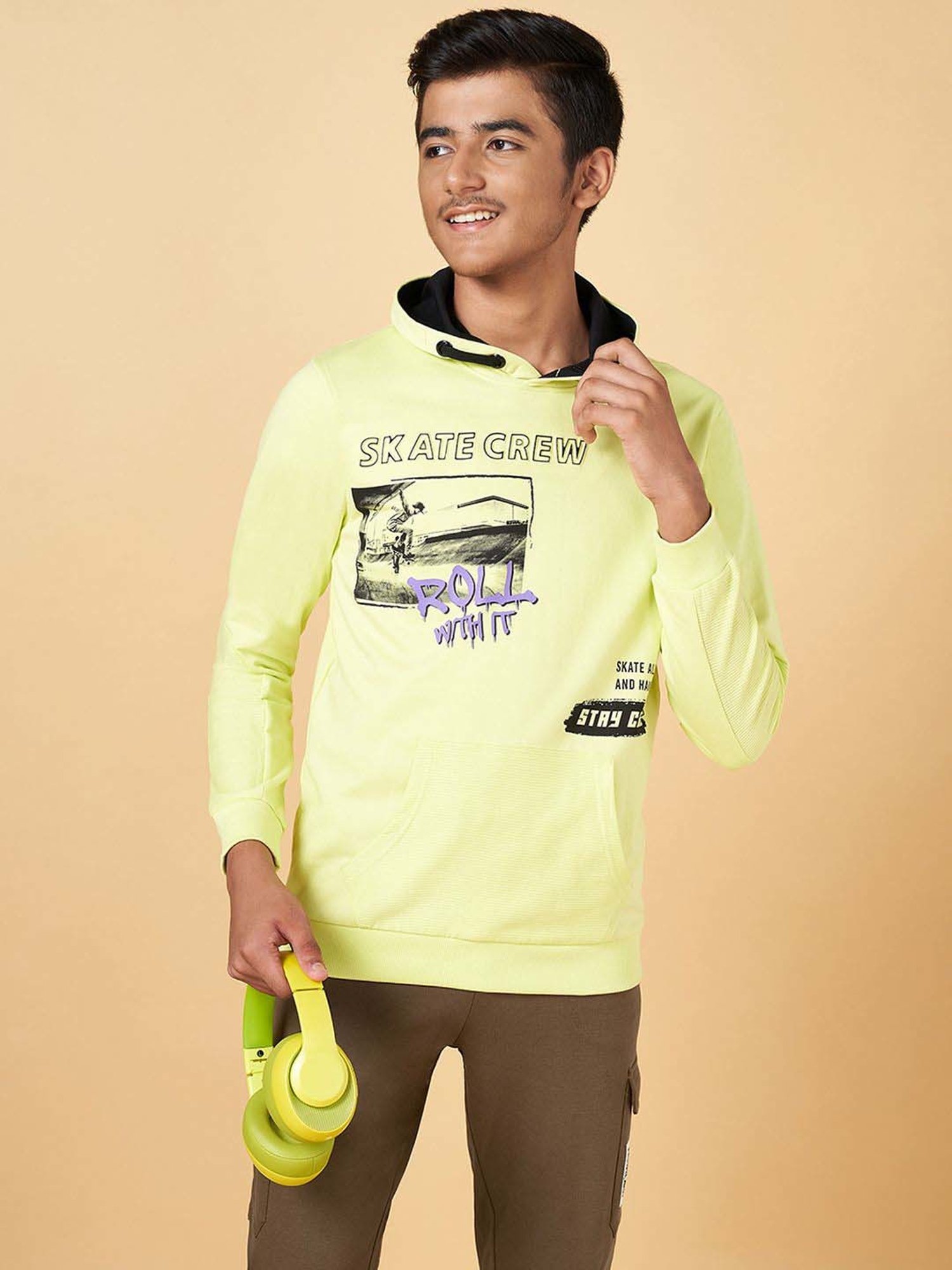 Coolsters by Pantaloons Kids Green Cotton Printed Full Sleeves Sweatshirt