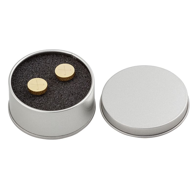 Golf Round Cuff Links Gold