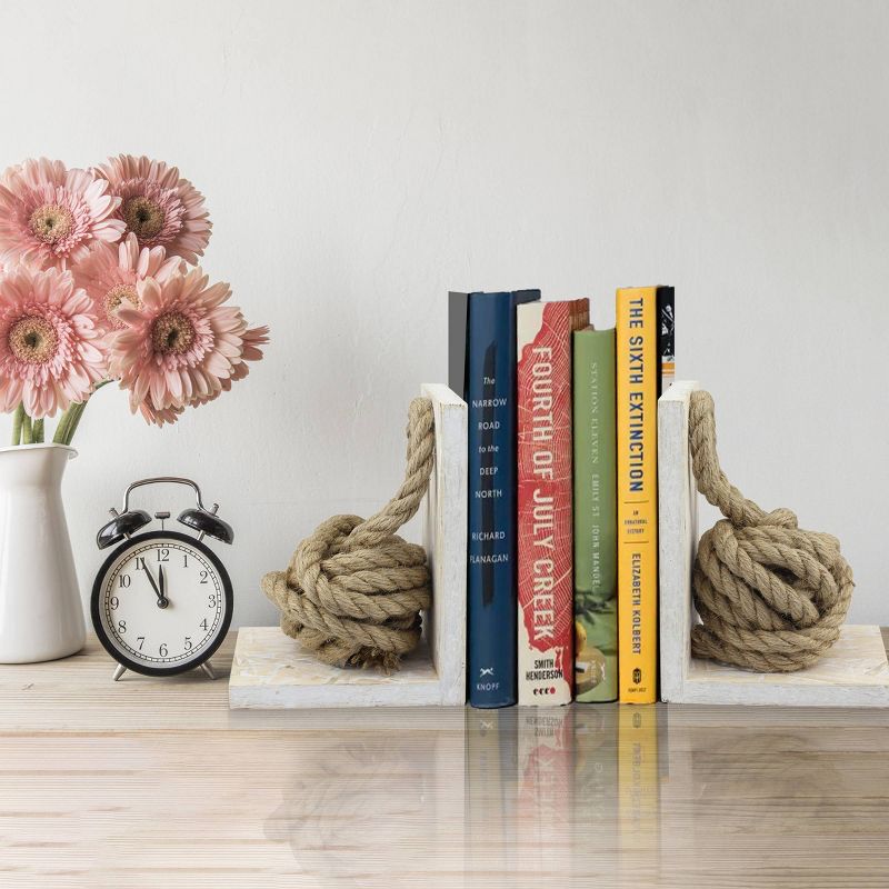 Set of 2 Wooden Bookends White - Stonebriar Collection