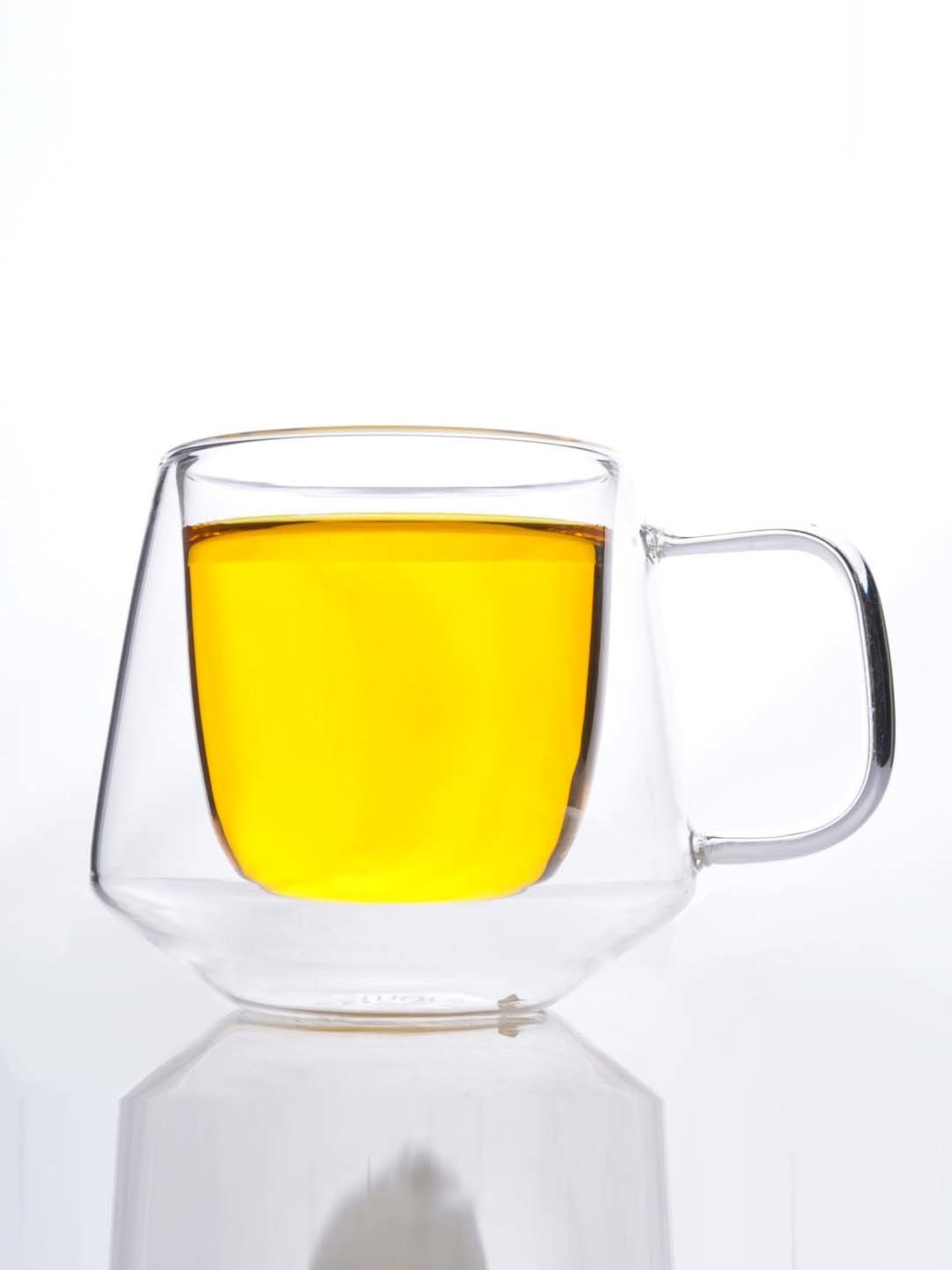 Femora Double Wall Transparent Glass Heat Resistant Coffee Mugs With Handle (0.2 L) - Set of 4