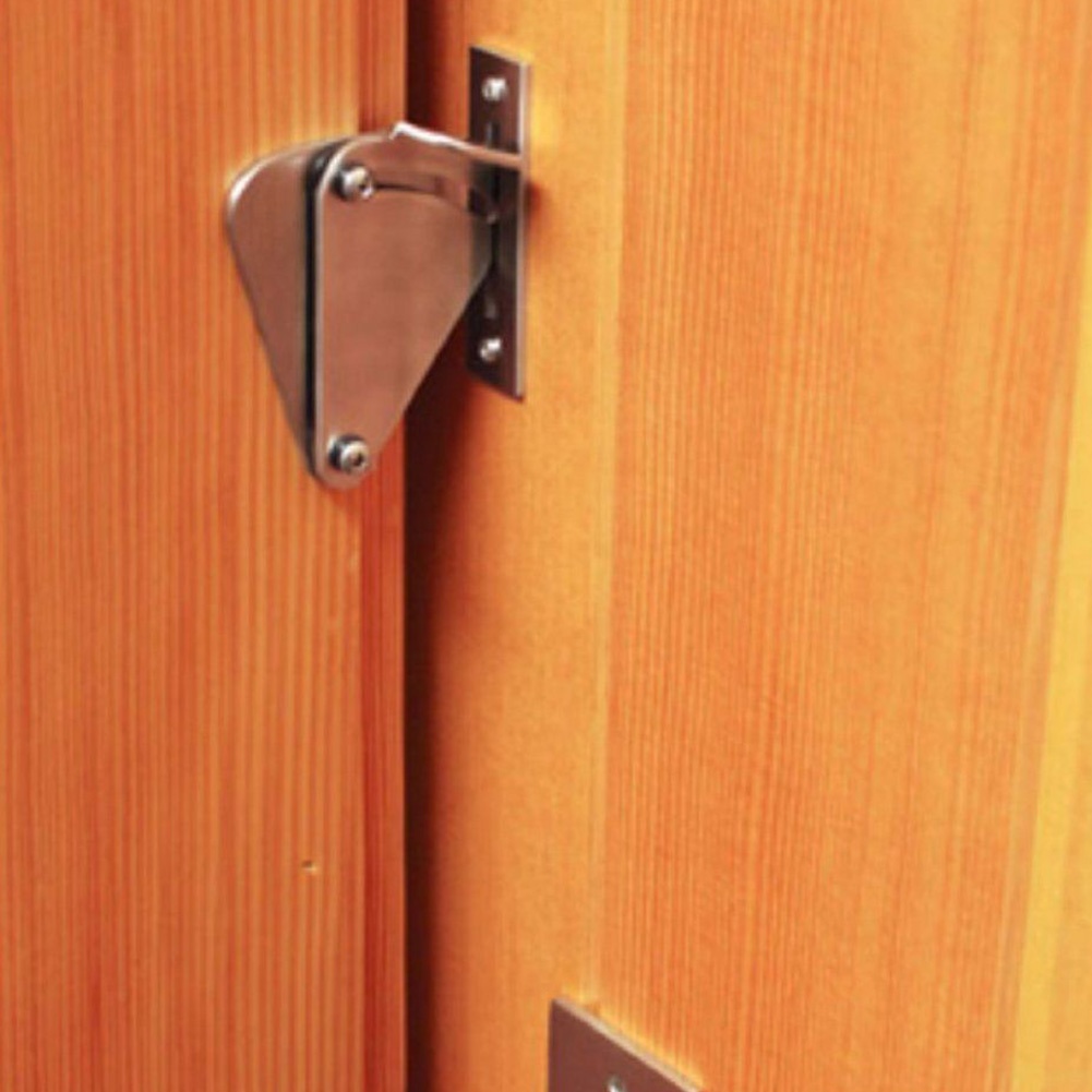 Sliding Door Lock Durable Stainless Steel Smooth Barn Home Appliance Hardware (Black)