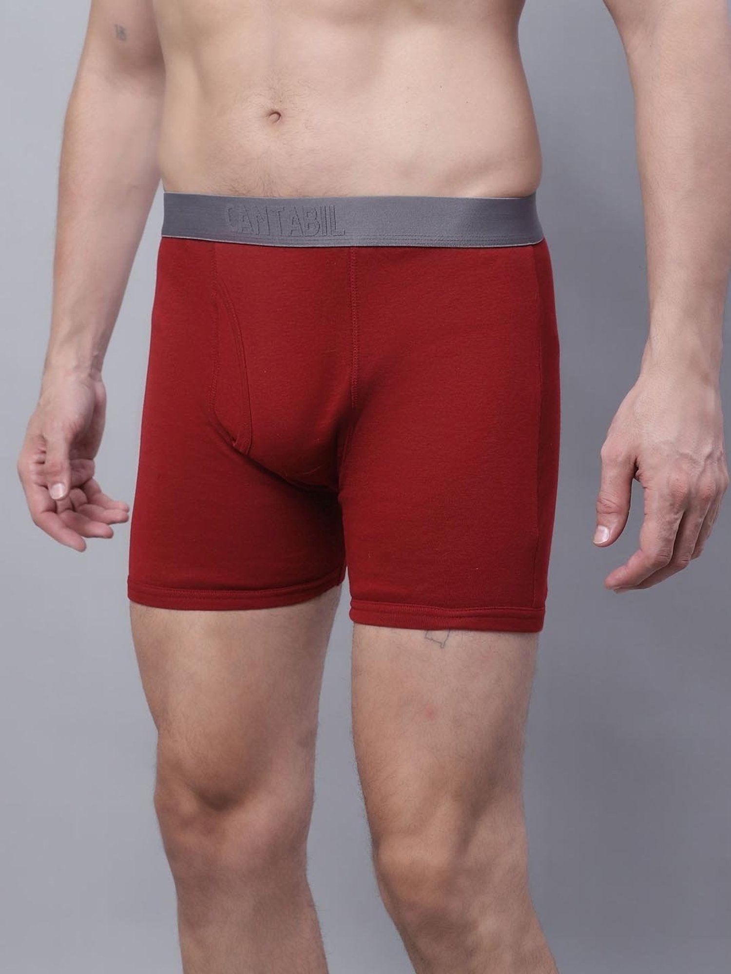 Cantabil Maroon Cotton Regular Fit Trunks - Pack of 3
