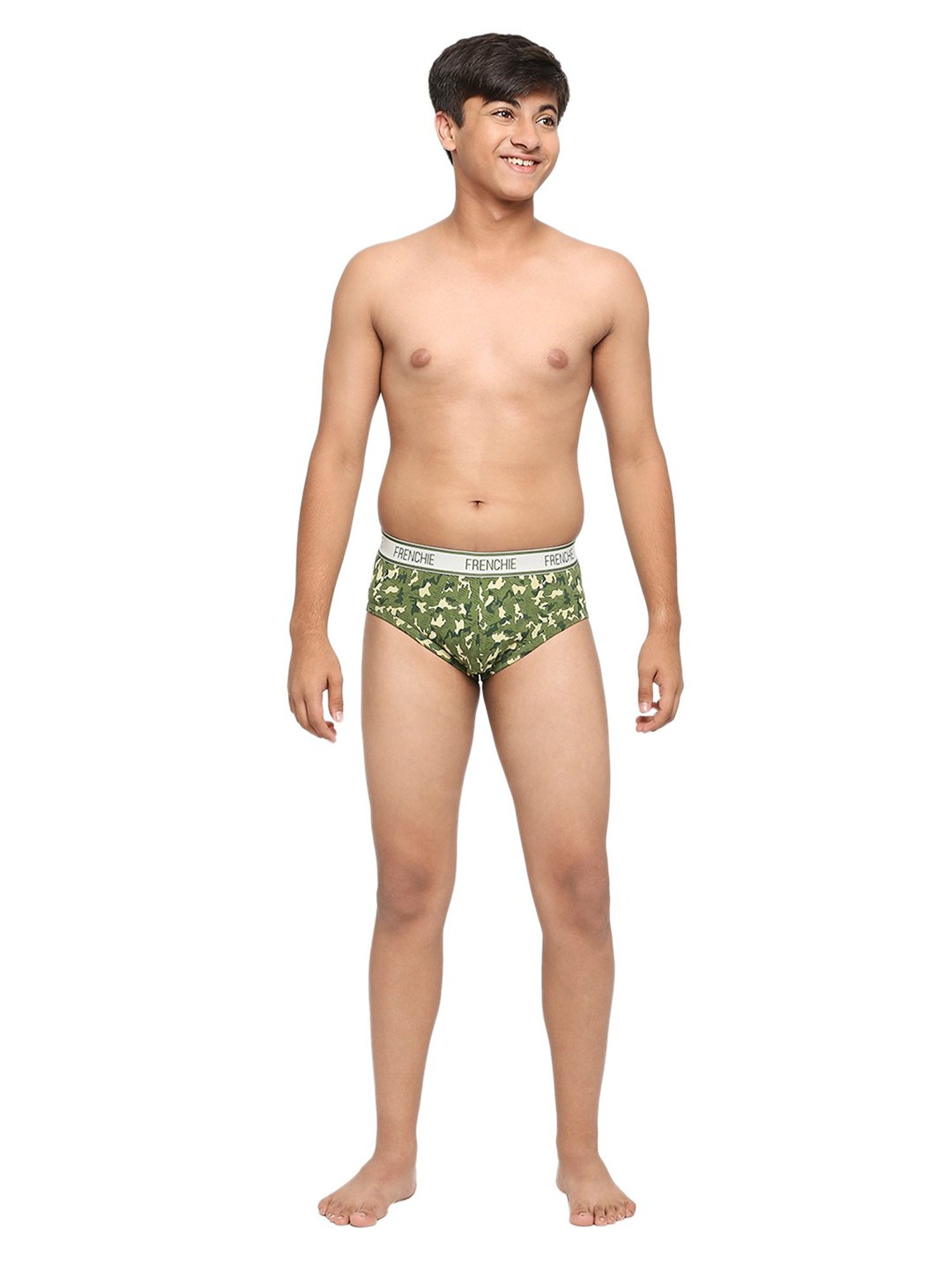 Frenchie Kids Navy & Green Camouflage Briefs (Pack Of 2)