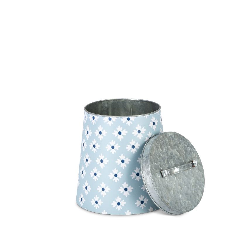 Lone Elm Studios Assorted style, Nested Galvanized Metal Milk Pail Canisters with Blue Mix & Match Pattern