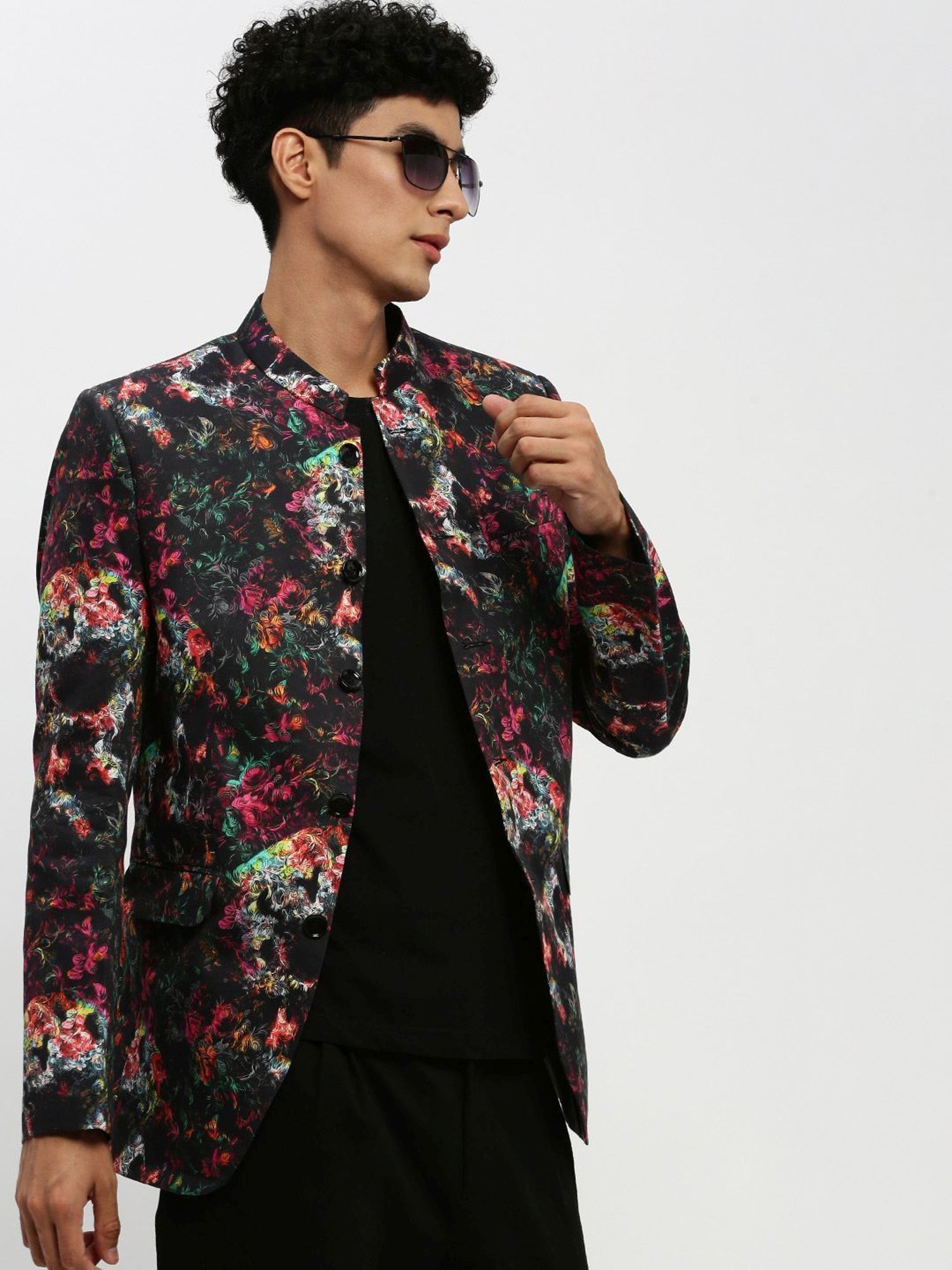 SHOWOFF Multicoloured Slim Fit Printed Blazer