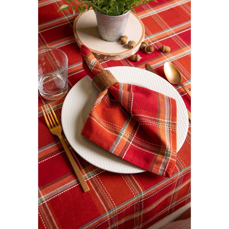 Embroidered Fall Leaves Bordered Tablecloth Set Natural - Design Imports