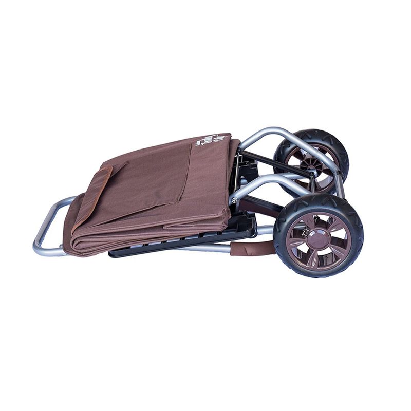 dbest products Portable Collapsible Folding Bigger Trolley Dolly Utility Cart Wagon w/ Oversized Wheels for Grocery Shopping, Brown