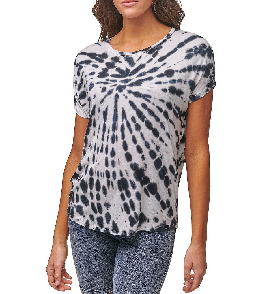 Karen Kane Short Sleeve Tie-Dye Hoodie