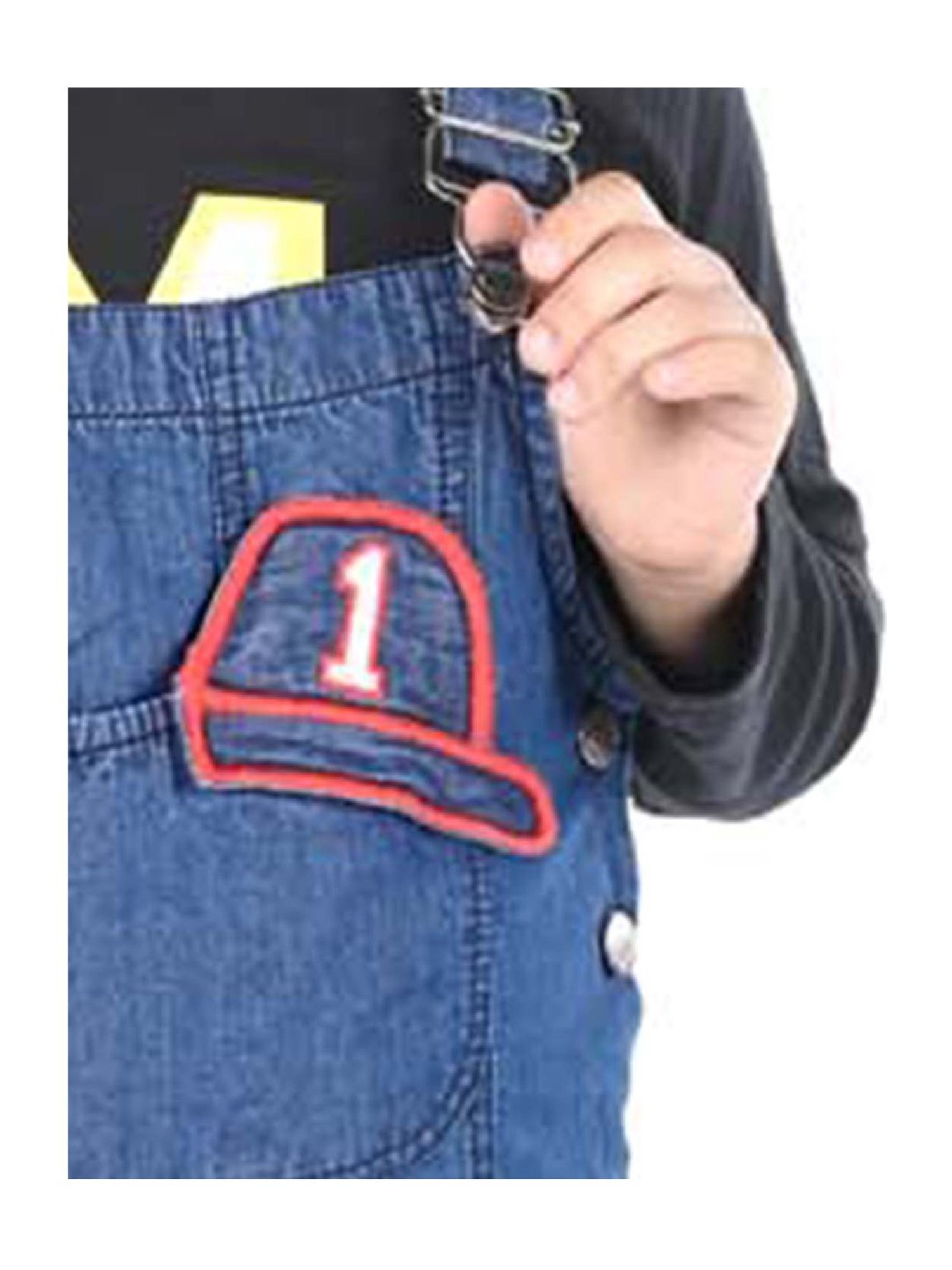 Budding Bees Kids Blue Solid Dungaree