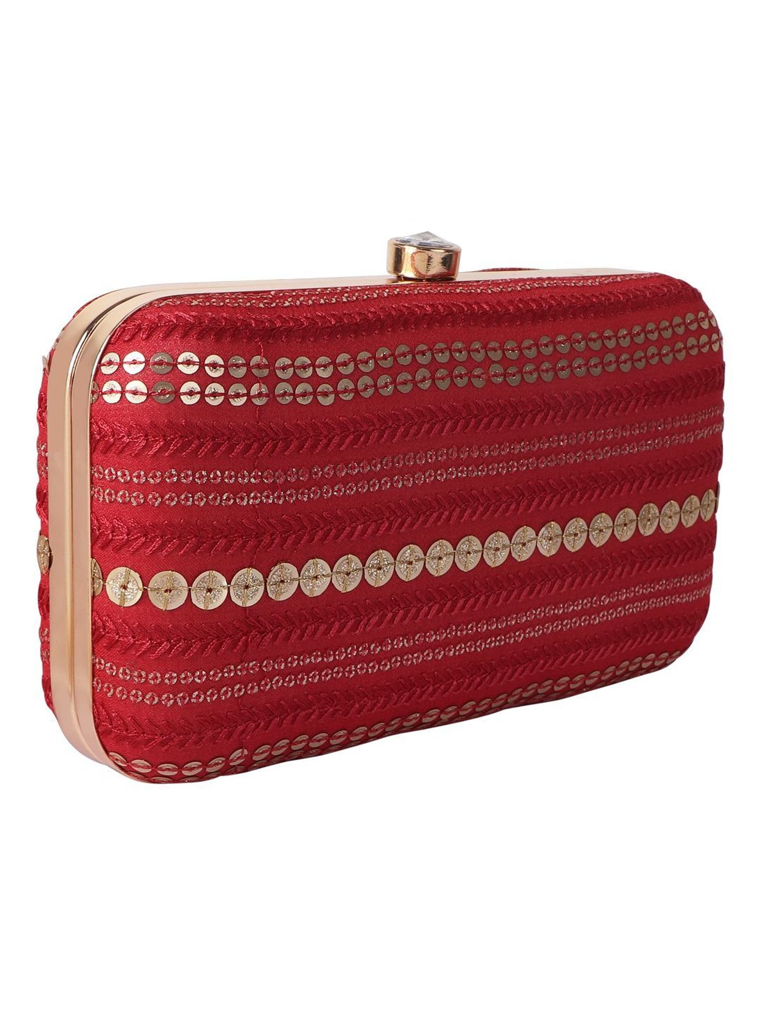Horra Red Embellished Clutch