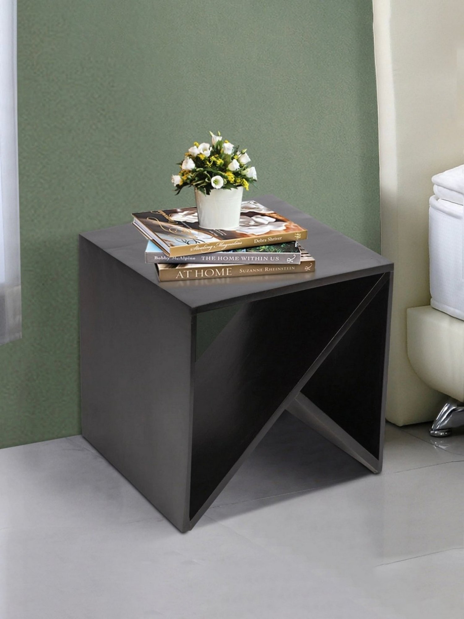 Ikiriya Noah Solid Dark Brown Wood End Table