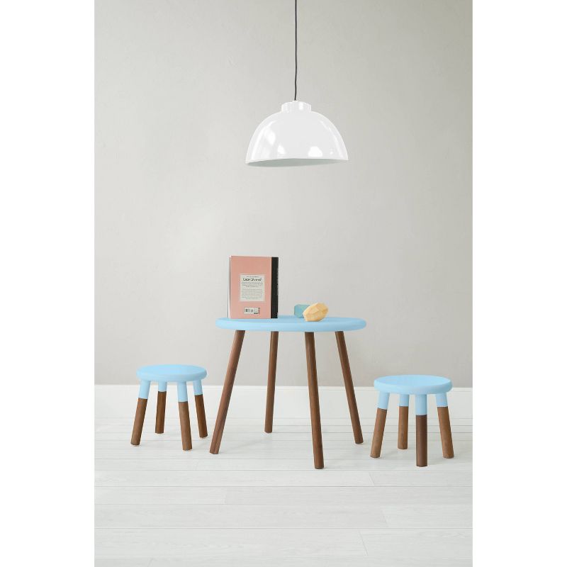 30" Peewee Round Kids' Table Walnut/Sky Blue - Nico & Yeye