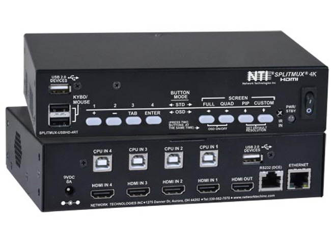 NTI SPLITMUX-USB4K-4RT 4K HDMI Quad Screen Splitter/Multiviewer w/2-Yr Warranty