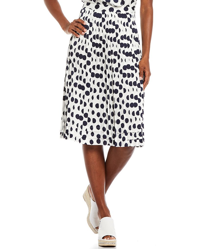 KARL LAGERFELD PARIS Pleated A-Line Polka Dot Skirt