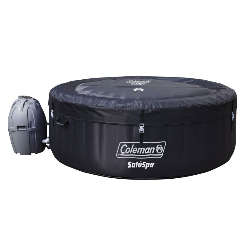 Coleman 13804-BW SaluSpa 4 Person Portable Inflatable Outdoor Round Hot Tub Spa with Air Jets, Pump, and 12 Replacement Filter Cartridges, Black