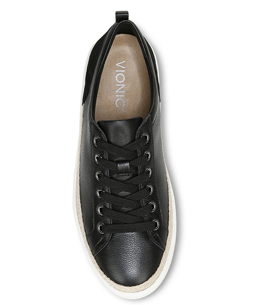 Vionic Winny Leather Jute Detail Lace-Up Sneakers