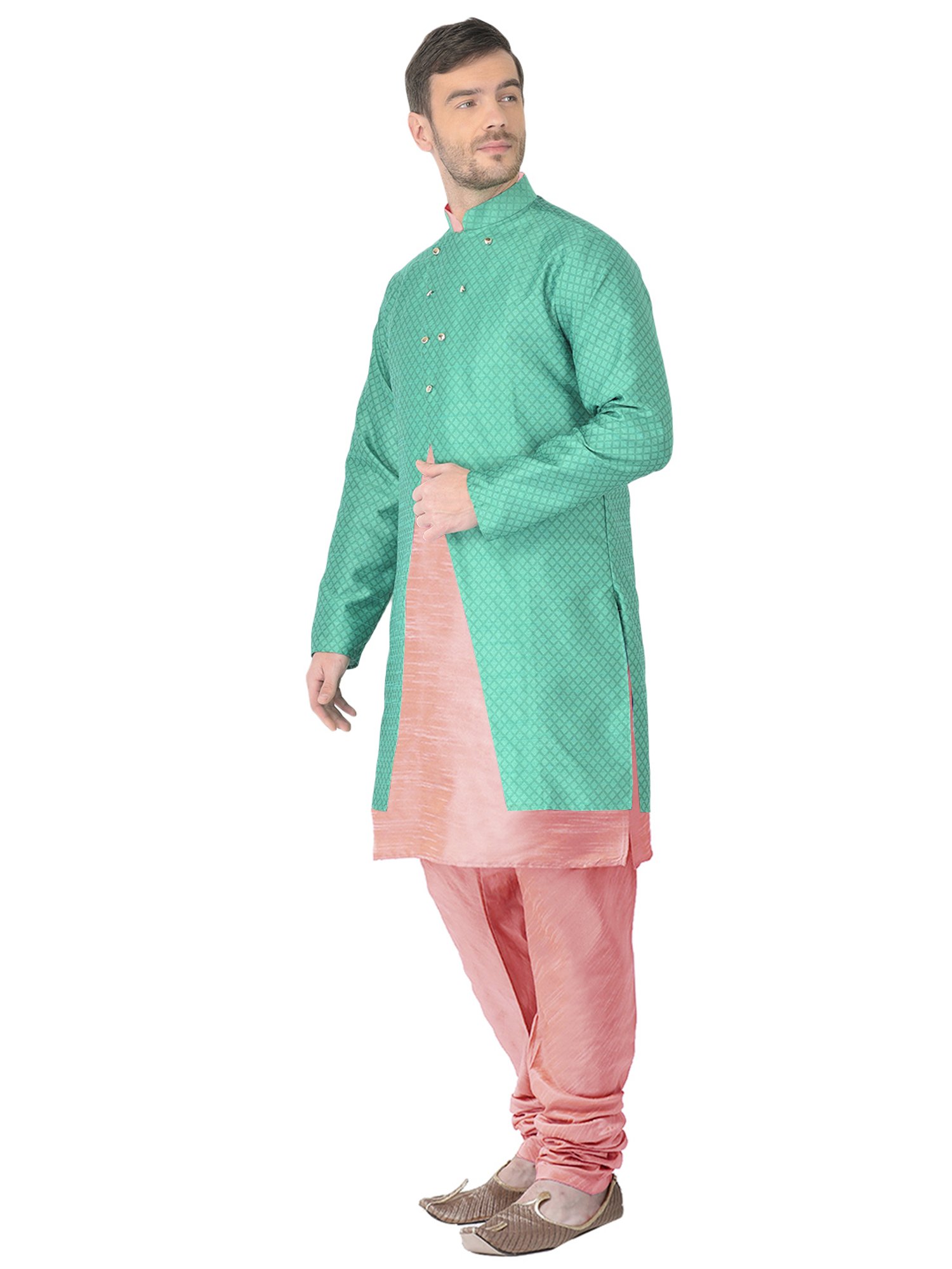 SG RAJASAHAB Multi Regular Fit Self Pattern Kurta Set