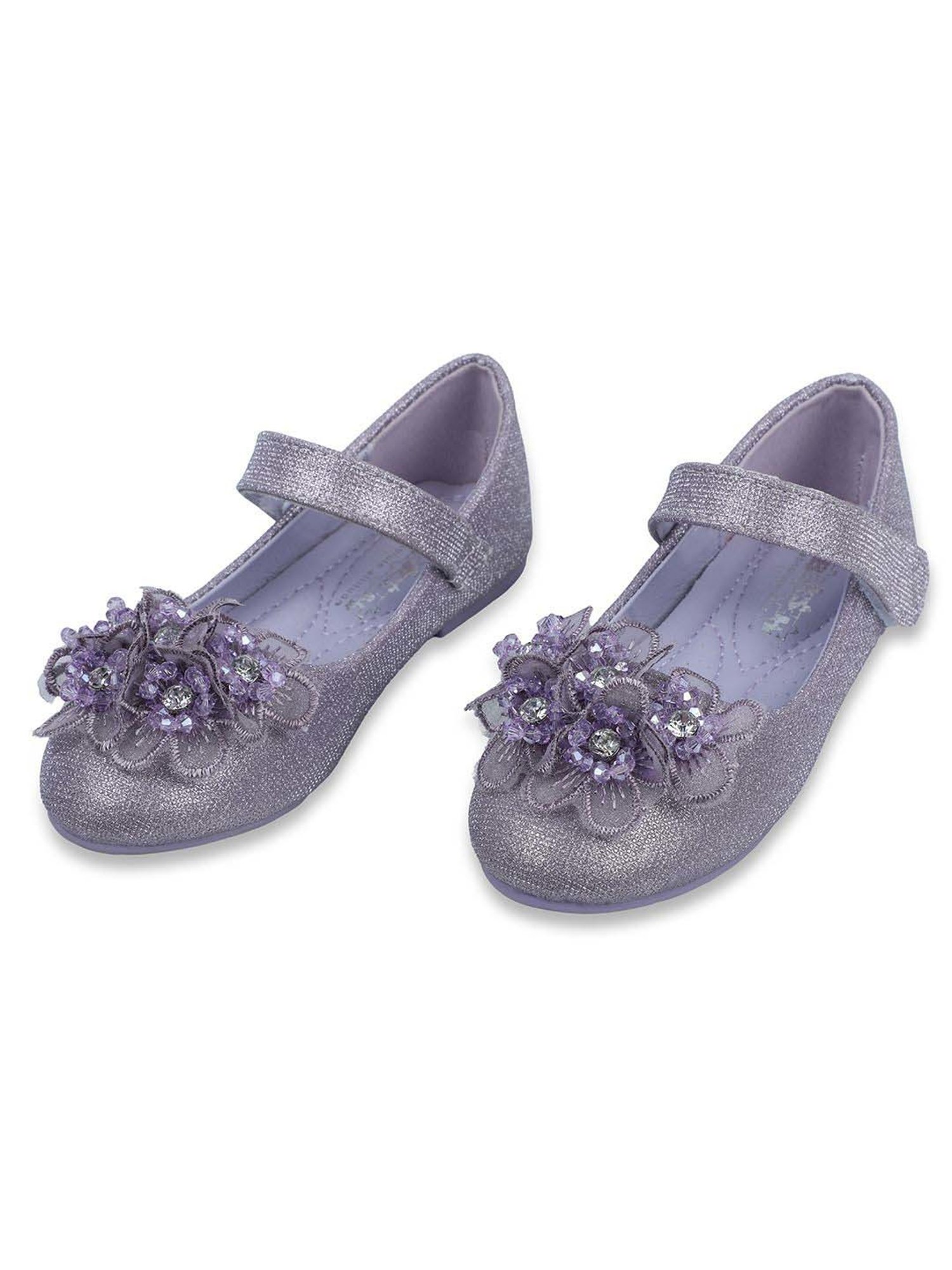 Baby Moo Kids Purple Bash Kids 3D Floral Mary Jane Shoes