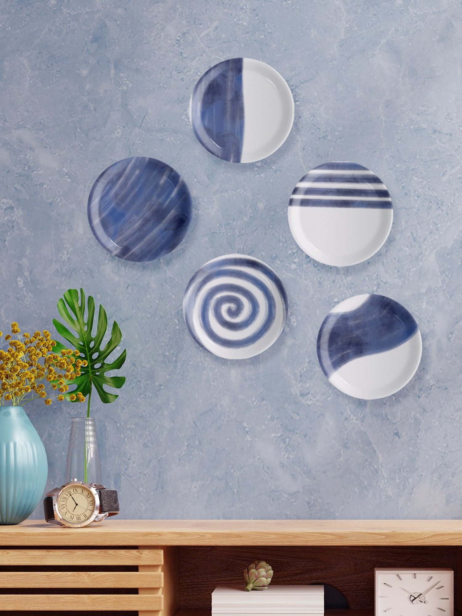 Nestroots Coastal Calm Blue & White Porcelain Decorative Wall Plate