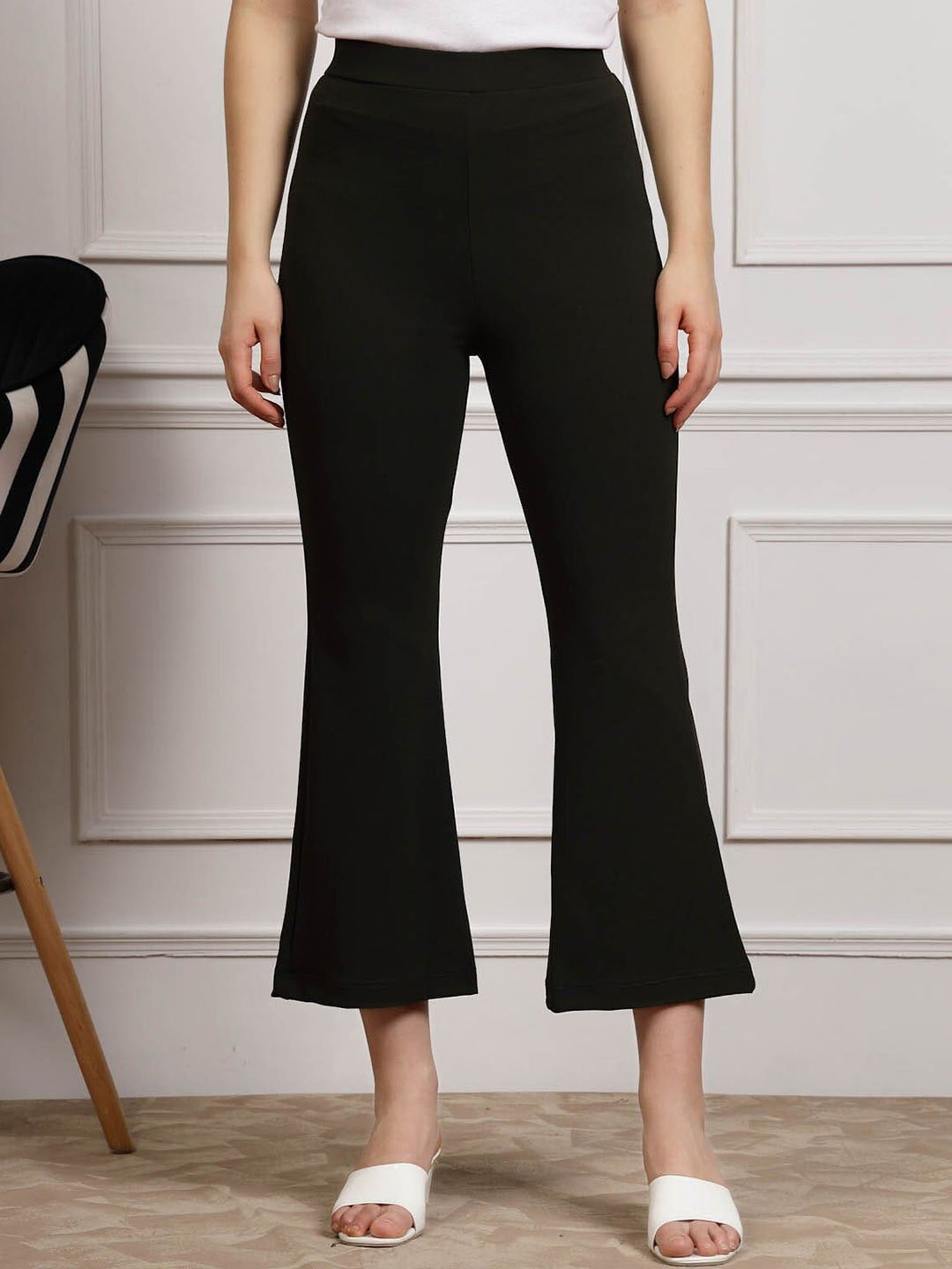 Melon by PlusS Olive Regular Fit Mid Rise Trousers