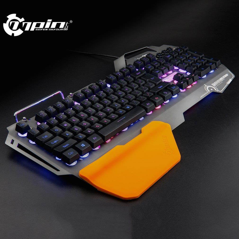 PK820 Membrane Keyboard Aluminum Alloy Panel Backlight Wired Gaming Keyboard