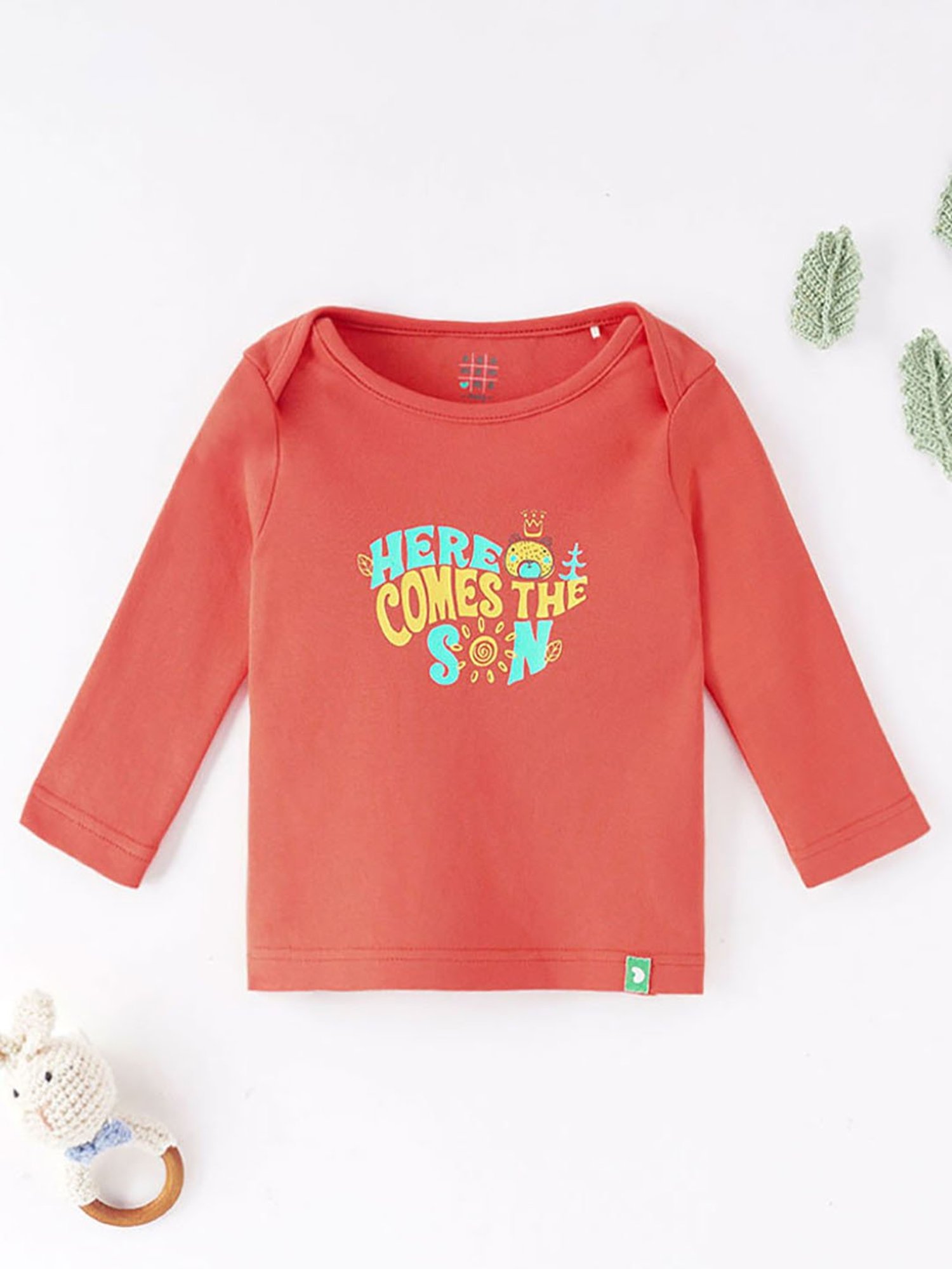 Ed-a-Mamma Baby Coral Printed Full Sleeves T-Shirt