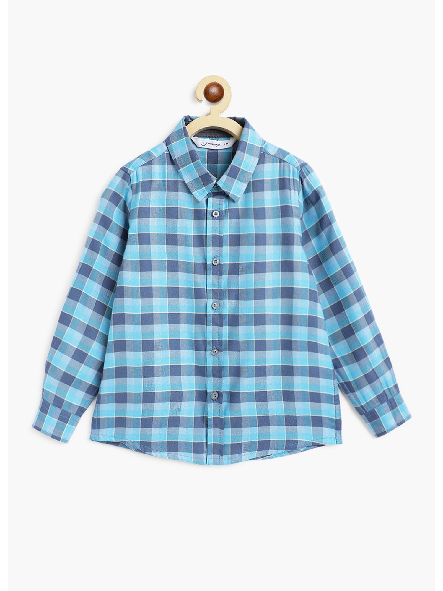 Campana Kids Blue Checks Full Sleeves Shirt