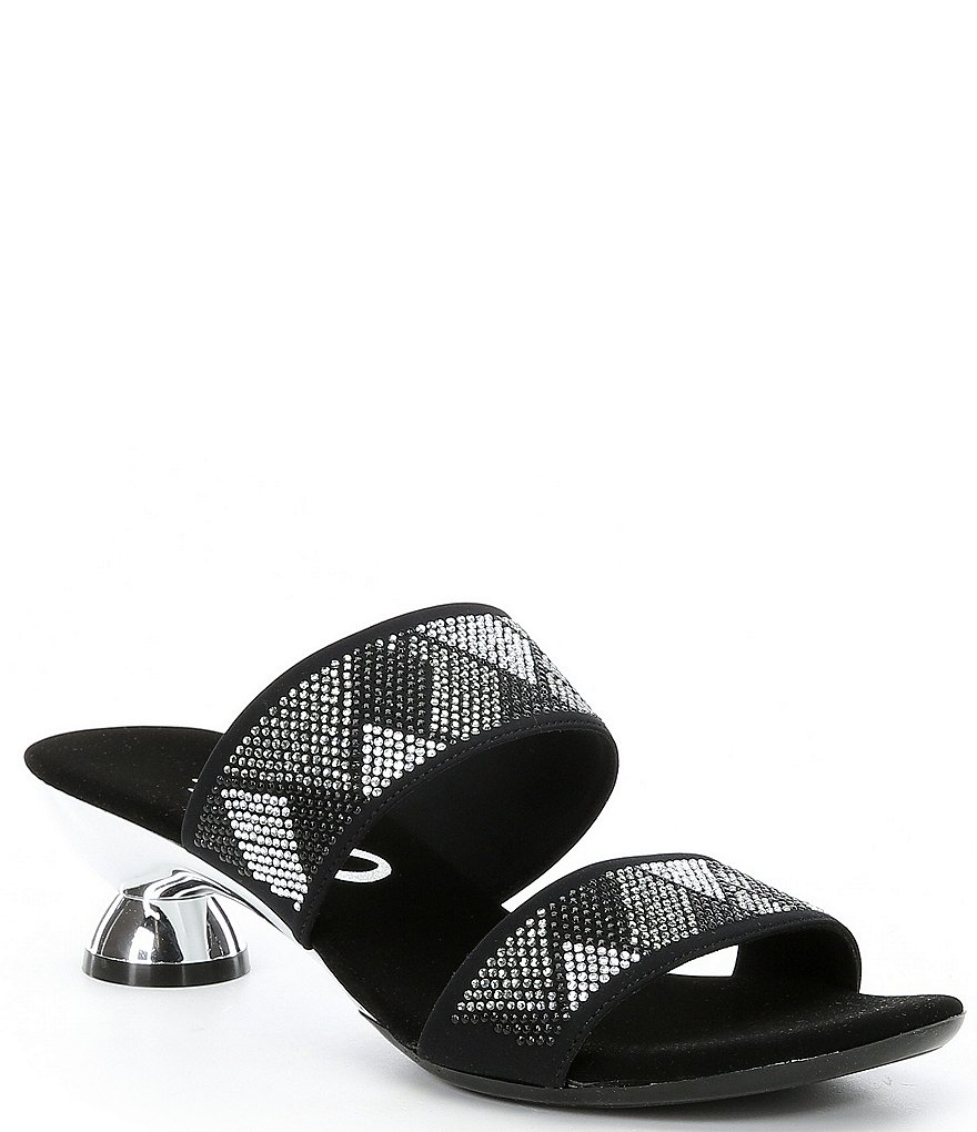 Onex Zenna Stretch Rhinestone Pave Sculptural Heel Dress Slides