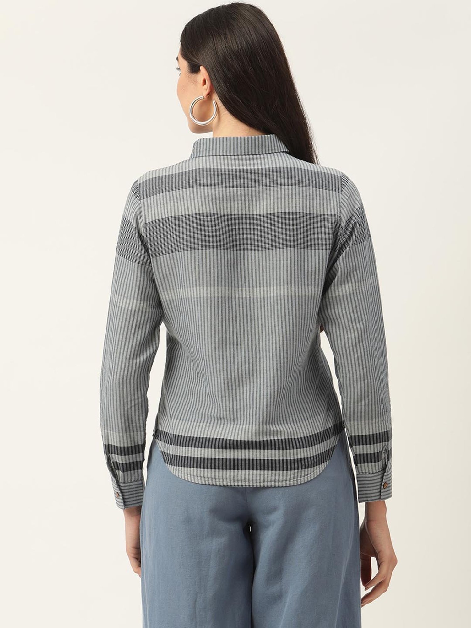 Rooted Grey Striped Shirt