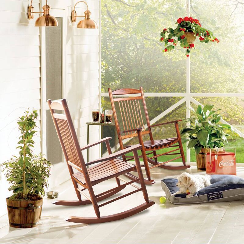 3pc Wooden Patio Rocking Chair Set - Veikous