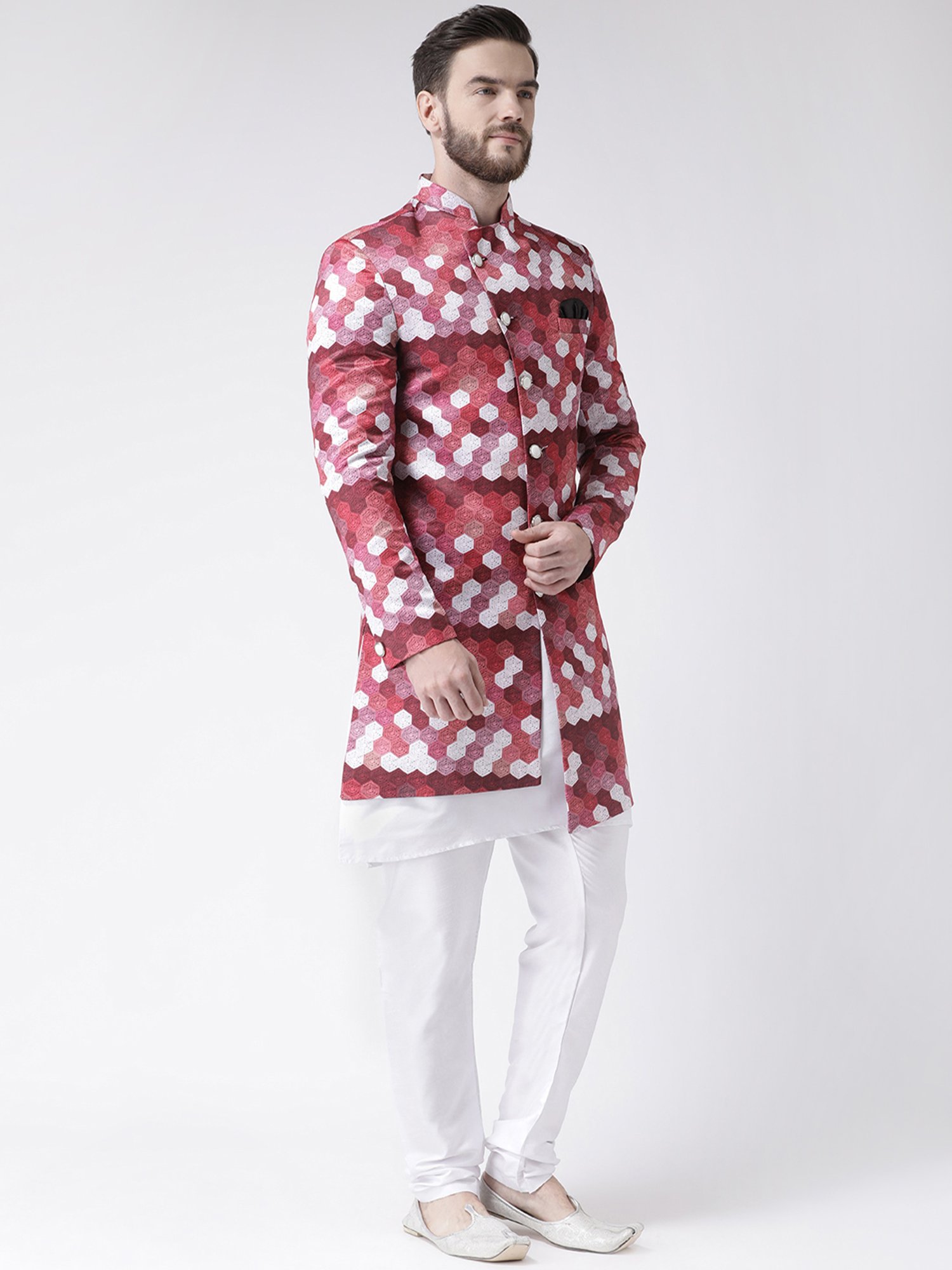 Vastramay White Cotton Straight Fit Embroidery Ethnic Suits