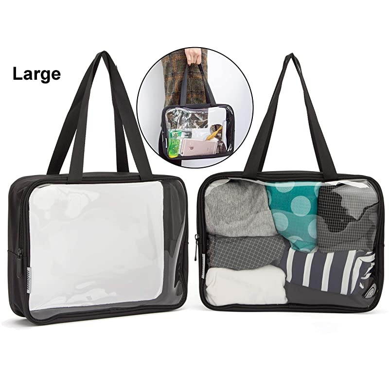 Pack Clear Toiletry Bag Clear Waterproof Packing Cubes Set Transparent Travel Organizer Bag Perfect for Toiletries Small Clothing Electronics Black