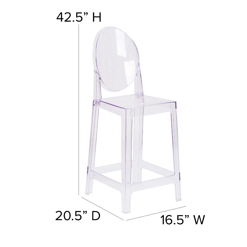 Emma and Oliver Ghost Counter Stool with Oval Back in Transparent Crystal