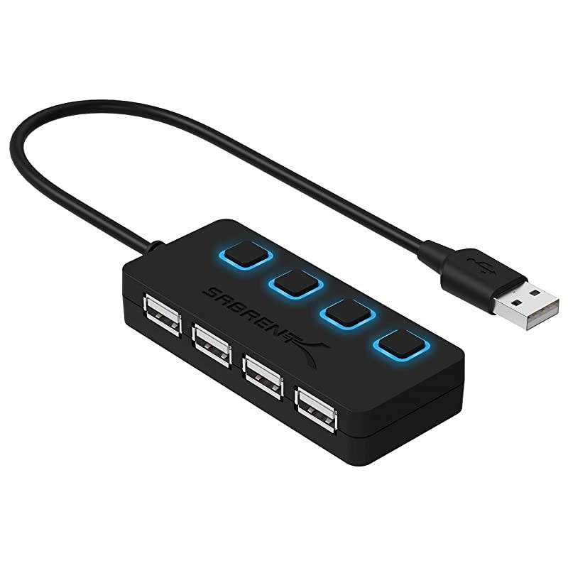 4Port USB 20 Hub with Individual LED lit Power Switches HBUMLS