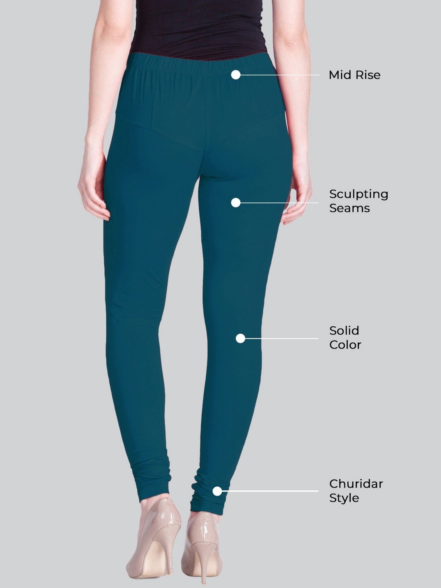 Lyra Teal Green Cotton Full Length Leggings