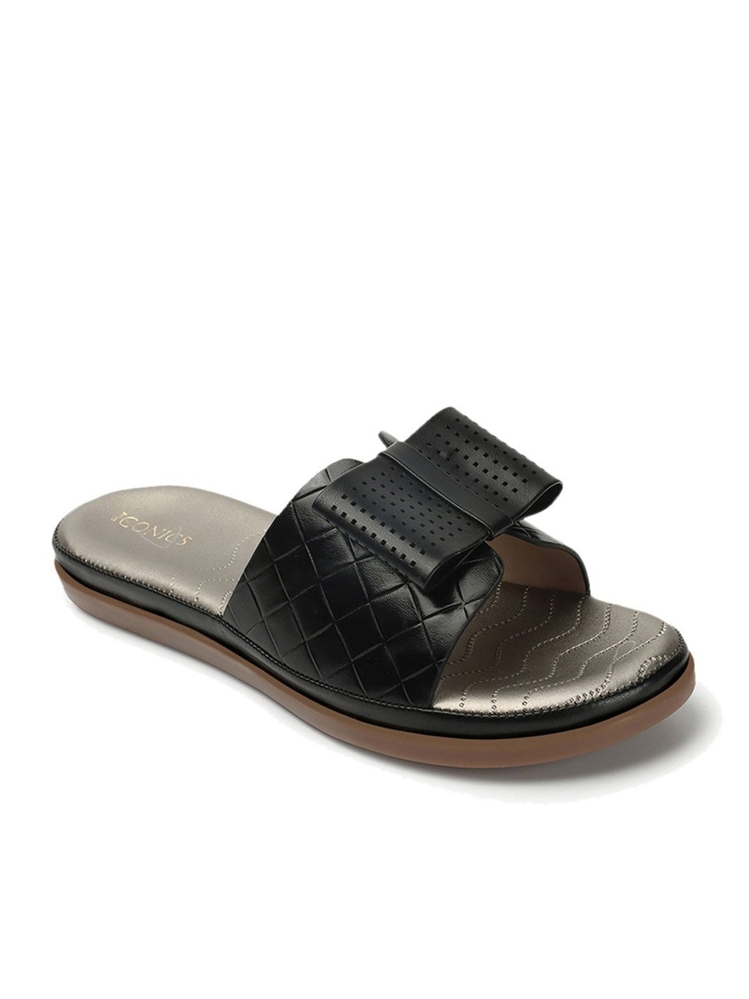 Iconics Women's Black Casual Sandals